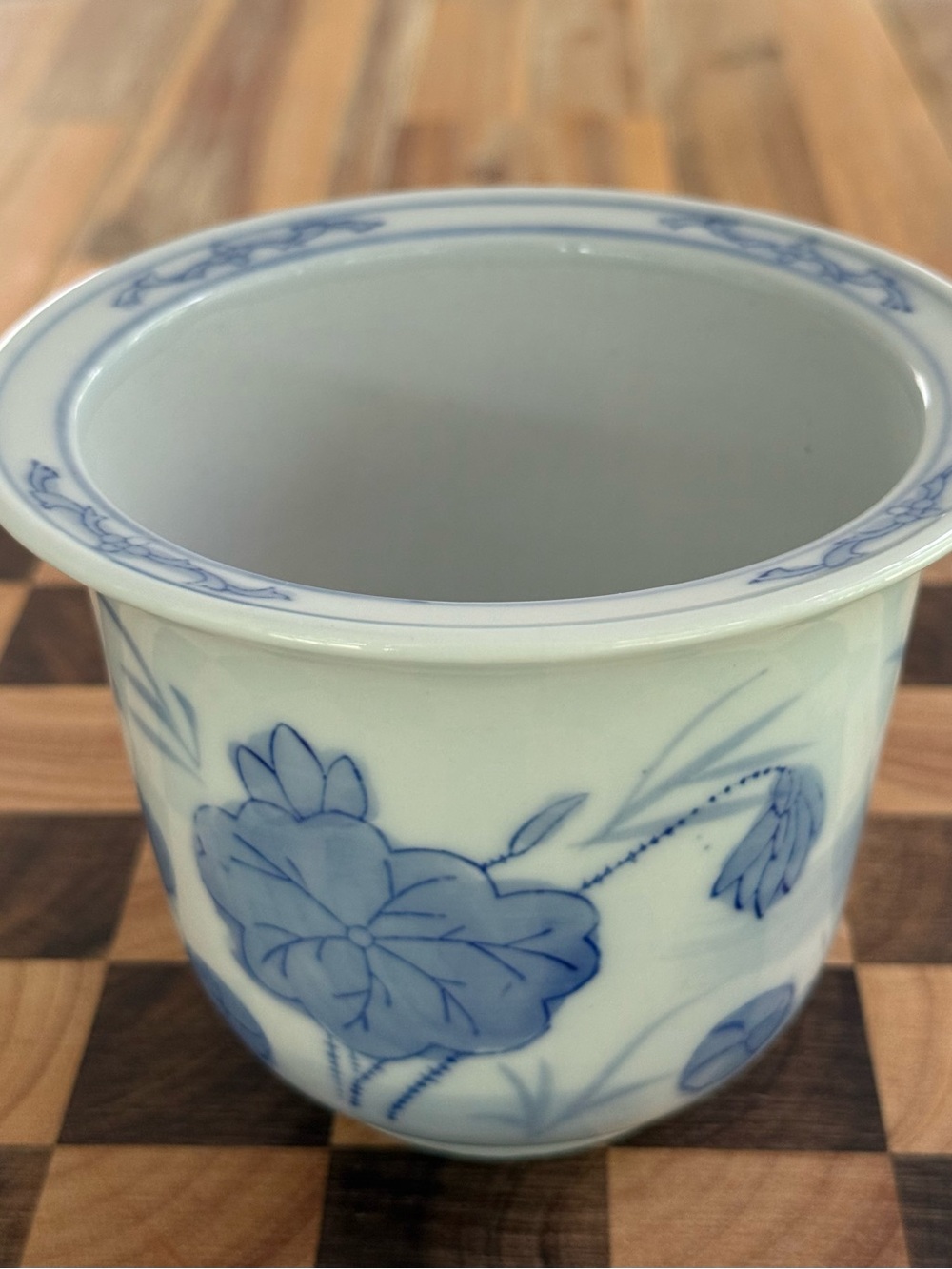Chinese Blue and White Floral Ceramic Planter Pot